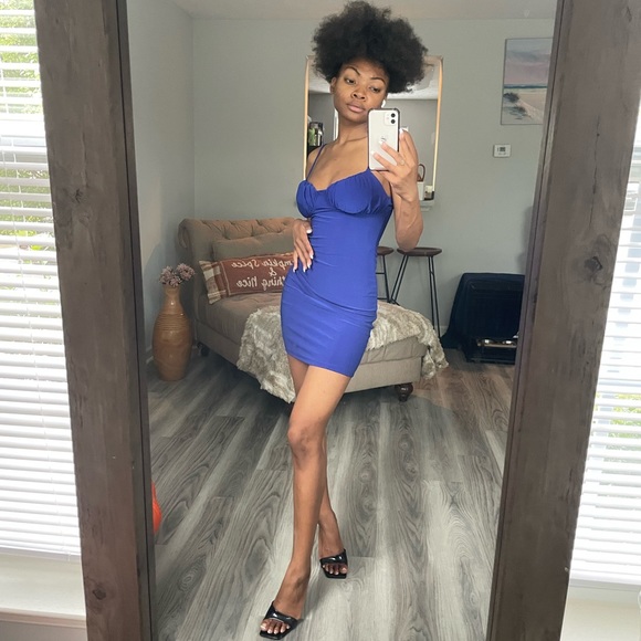 Royal Blue Bodycon Mini Dress - Picture 1 of 9